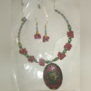 African style   matching necklace and earrings set